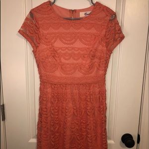 Salmon Lace A-Line Dress